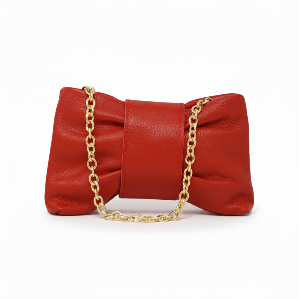 GENUINE ITALIAN LEATHER CLUTCH, TOP HANDLE CROSSBODY