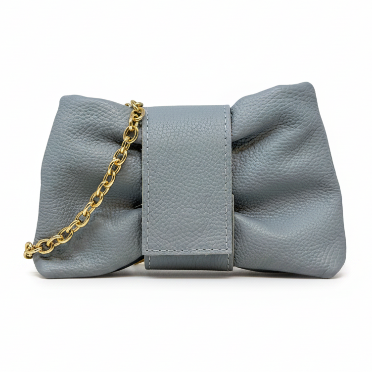 GENUINE ITALIAN LEATHER CLUTCH, TOP HANDLE CROSSBODY