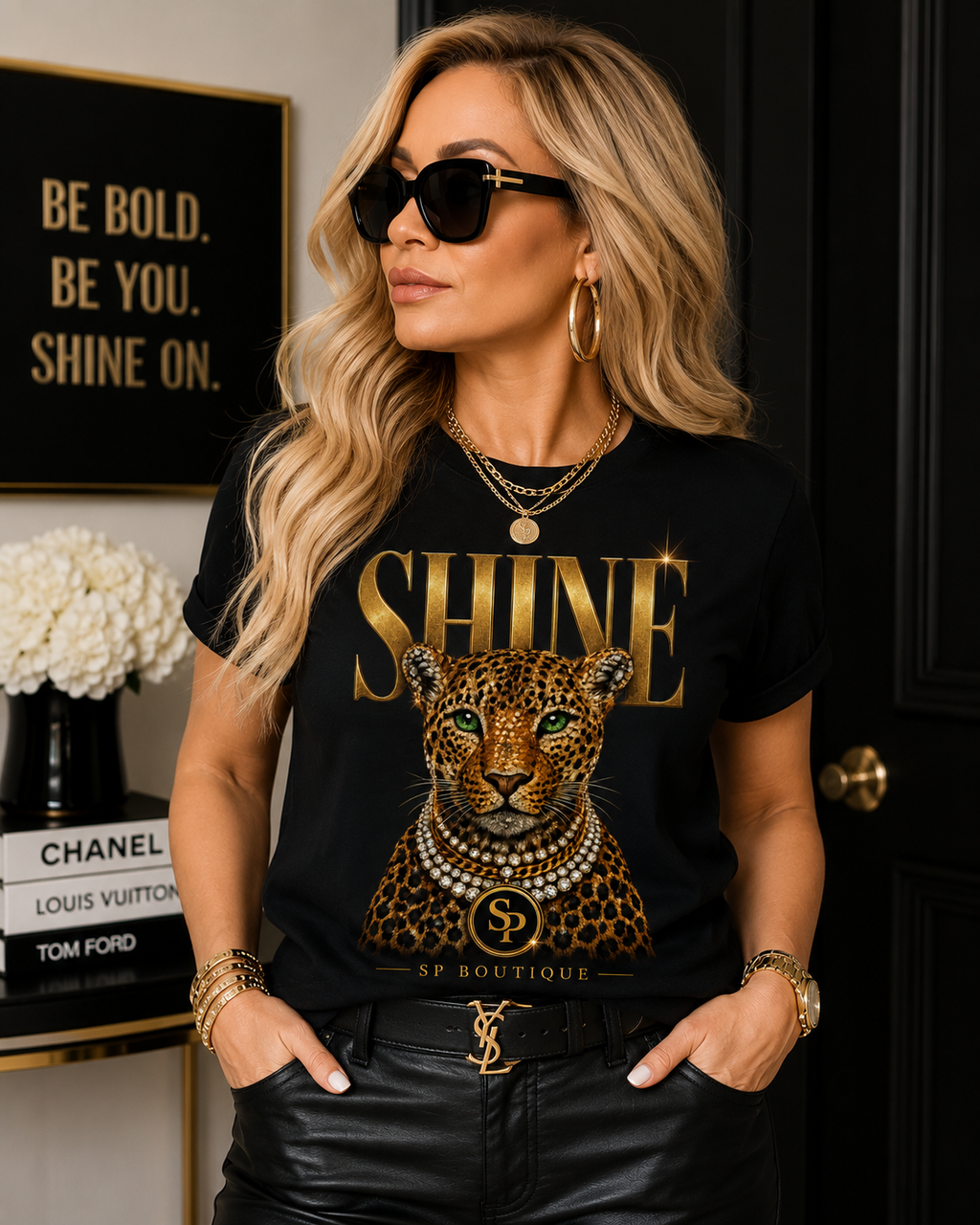 SHINE Leopard Graphic Tee | SP Boutique Exclusive