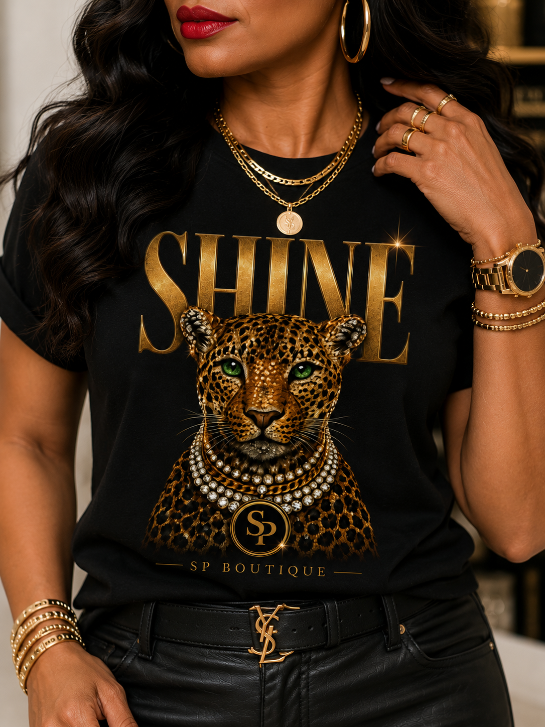 SHINE Leopard Graphic Tee | SP Boutique Exclusive