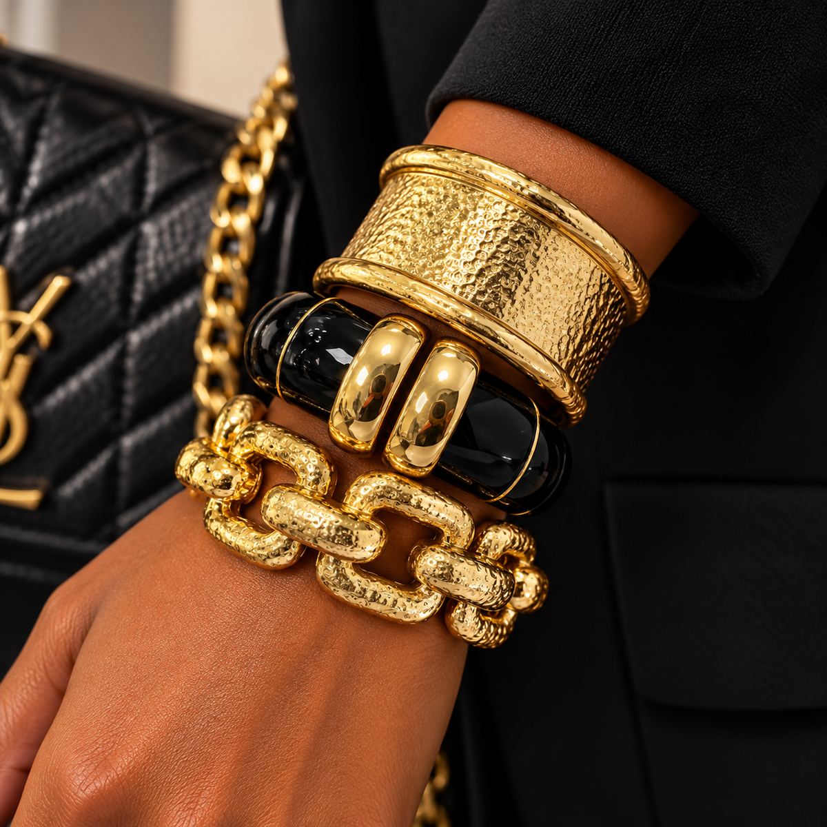The Icon Cuff | Marbled Resin Hinged Statement Bracelet