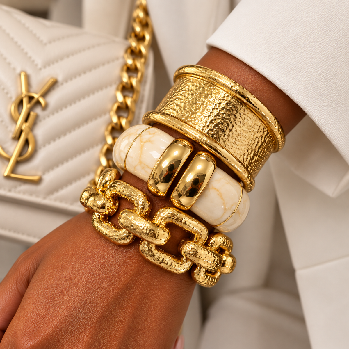 The Icon Cuff | Marbled Resin Hinged Statement Bracelet
