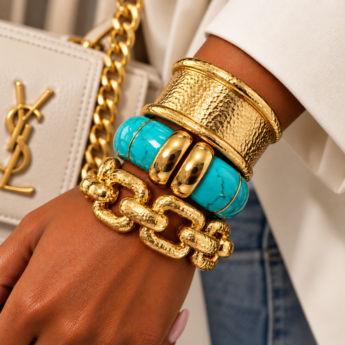 The Icon Cuff | Marbled Resin Hinged Statement Bracelet