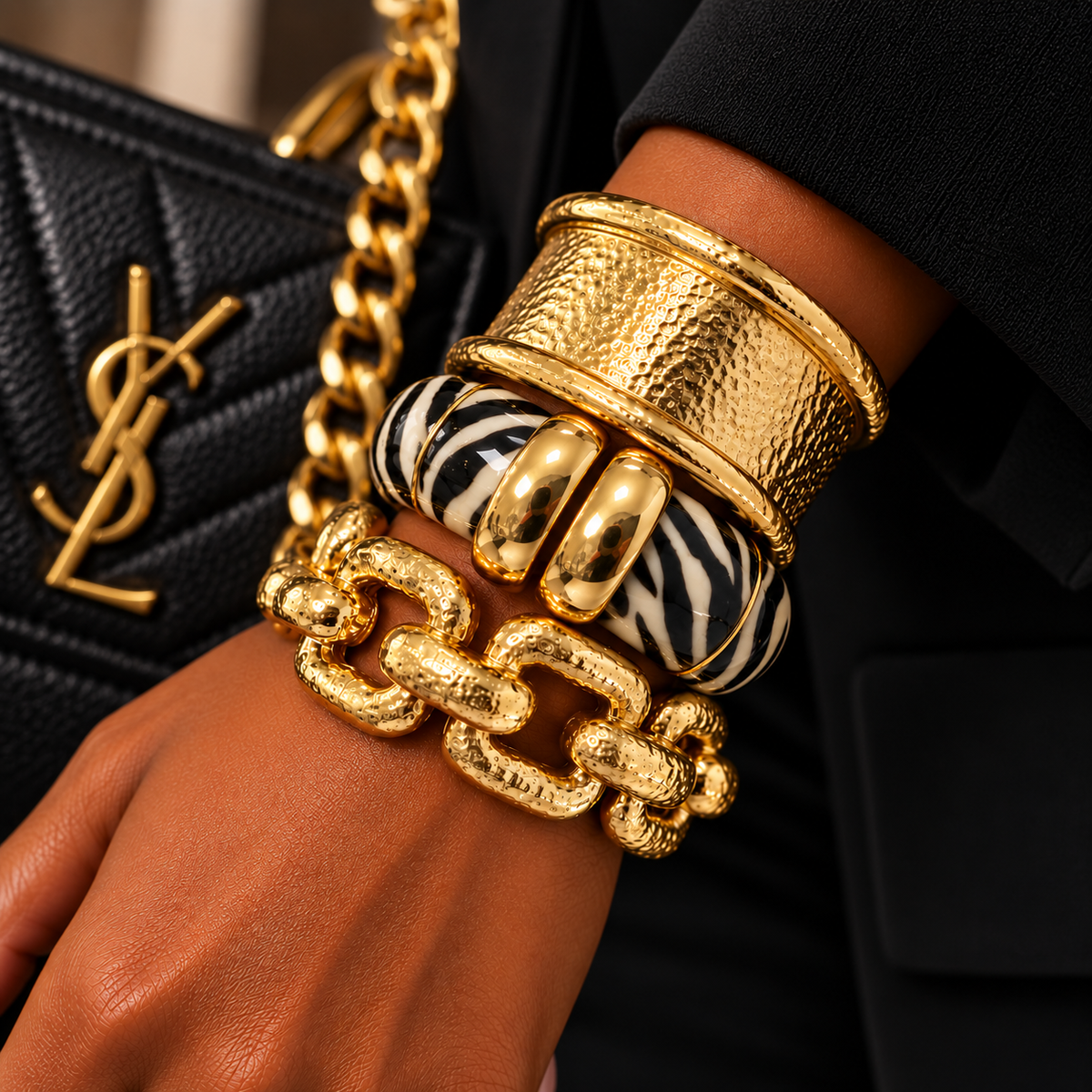 The Icon Cuff | Marbled Resin Hinged Statement Bracelet