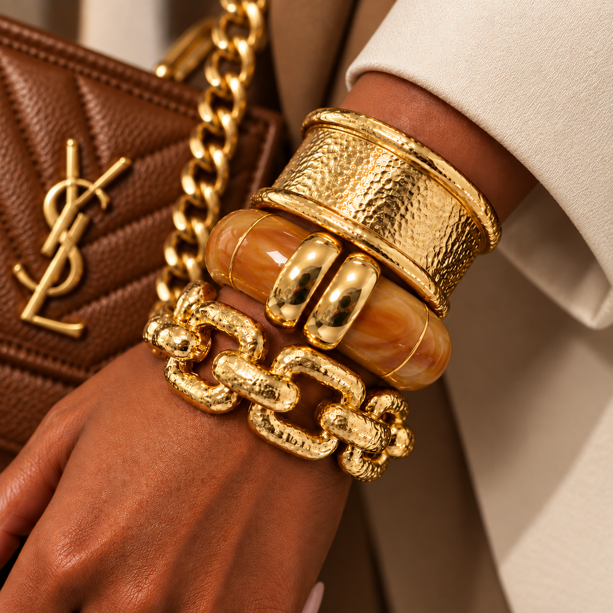 The Icon Cuff | Marbled Resin Hinged Statement Bracelet
