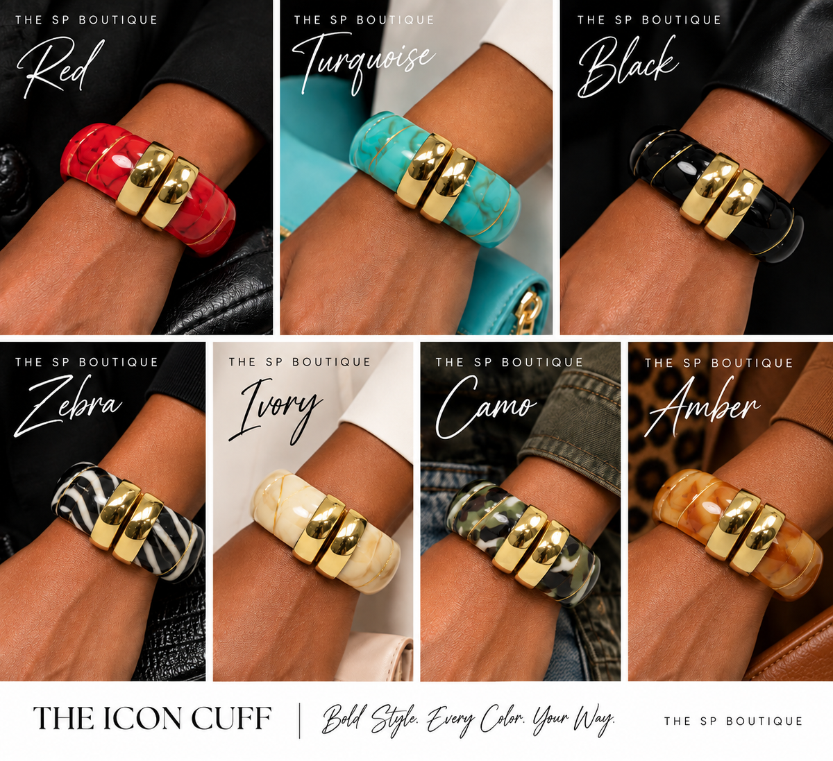 The Icon Cuff | Marbled Resin Hinged Statement Bracelet
