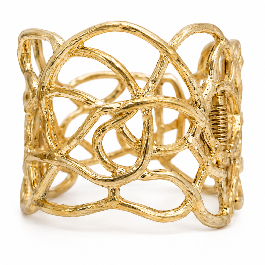 Entangled Elegance Gold Statement Cuff Bracelet