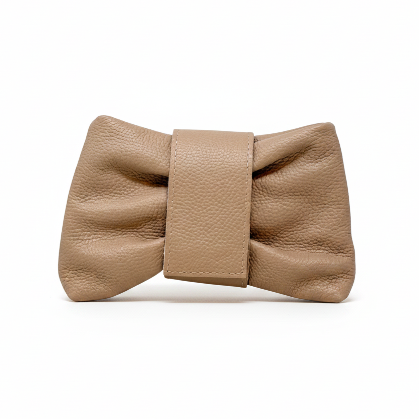 GENUINE ITALIAN LEATHER CLUTCH, TOP HANDLE CROSSBODY